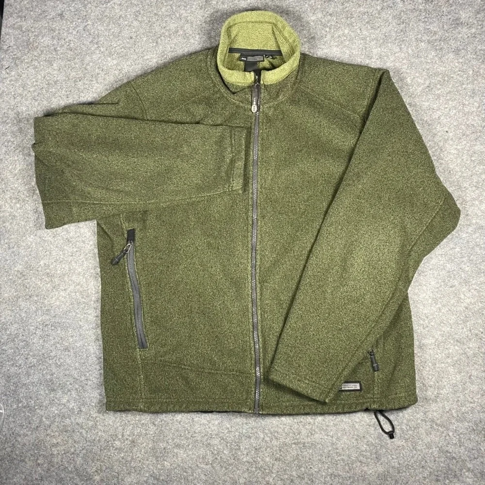 REI Co op Mens Full Zip Fleece Jacket‎ Green Polartec Outdoor Layer Size XL